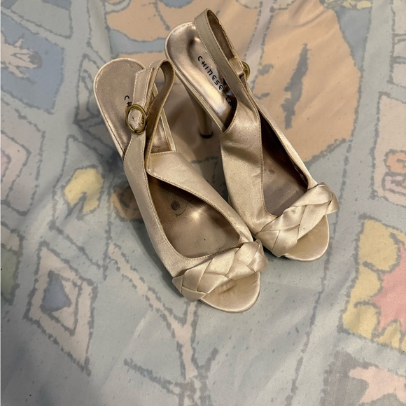 Chinese Laundry Cream Heels with Ankle Strap - Picture 1 of 4
